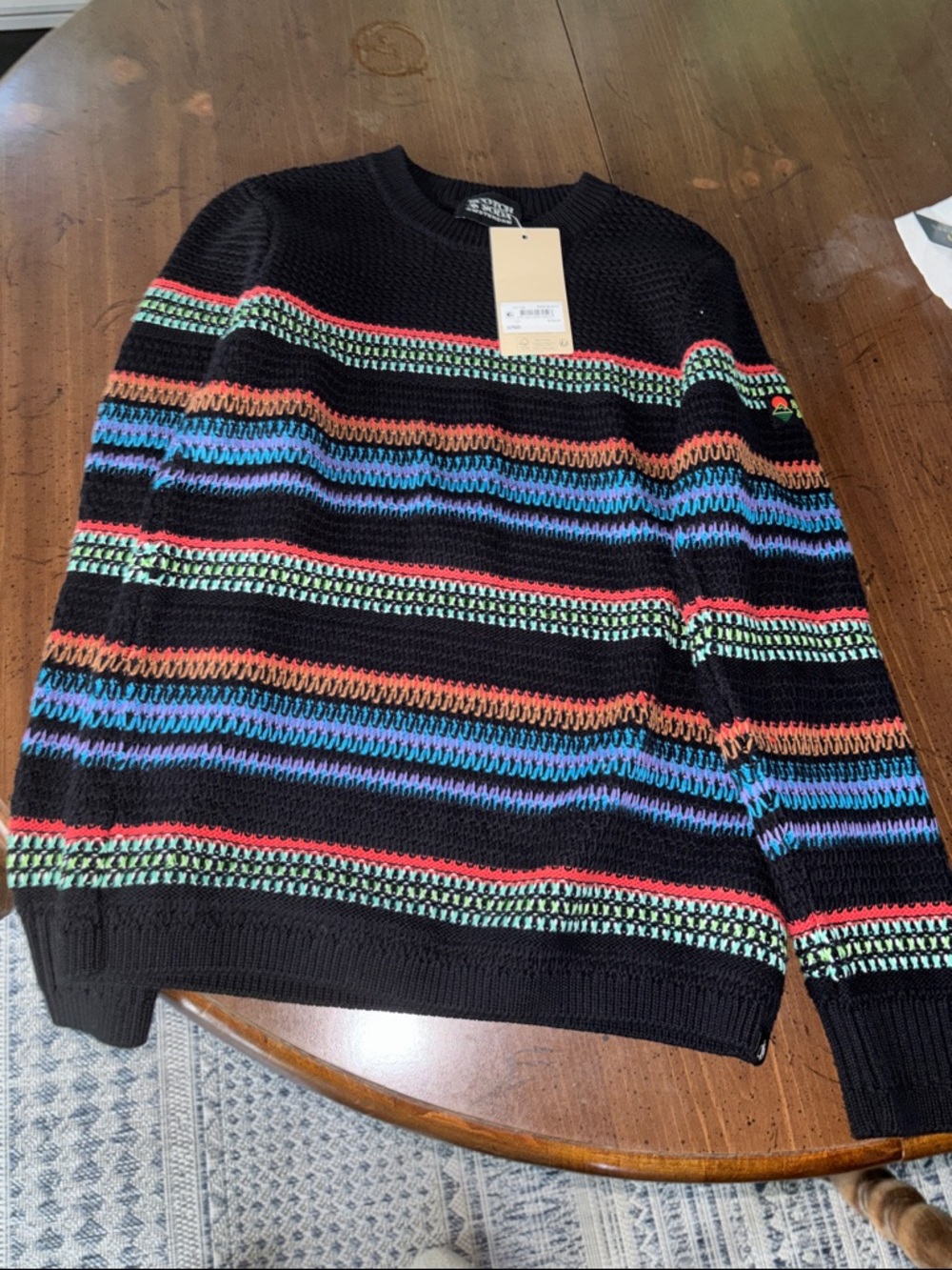 Boys Black Multi-Stripe Knit Sweater